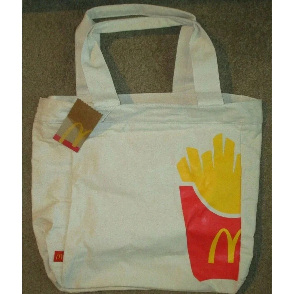 NWT McDonald's French Fries Large 15” High Tote Bag W Pocket Inside Canvas